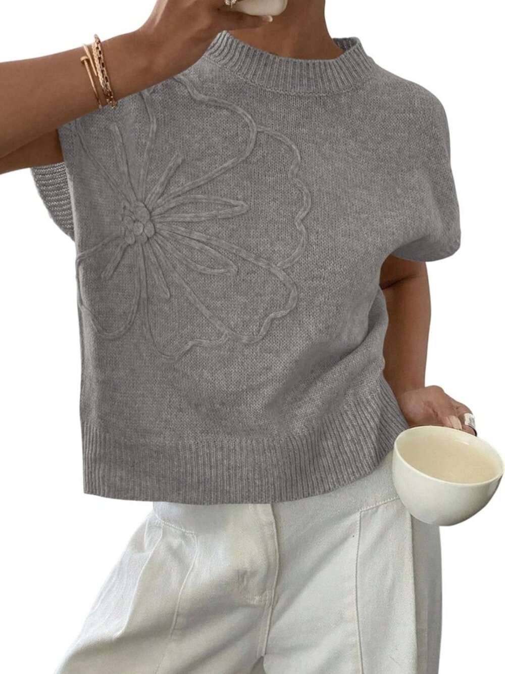 Chic Women's Summer Short Cap Sleeve Sweater Vest - Lightweight & Stylish Top